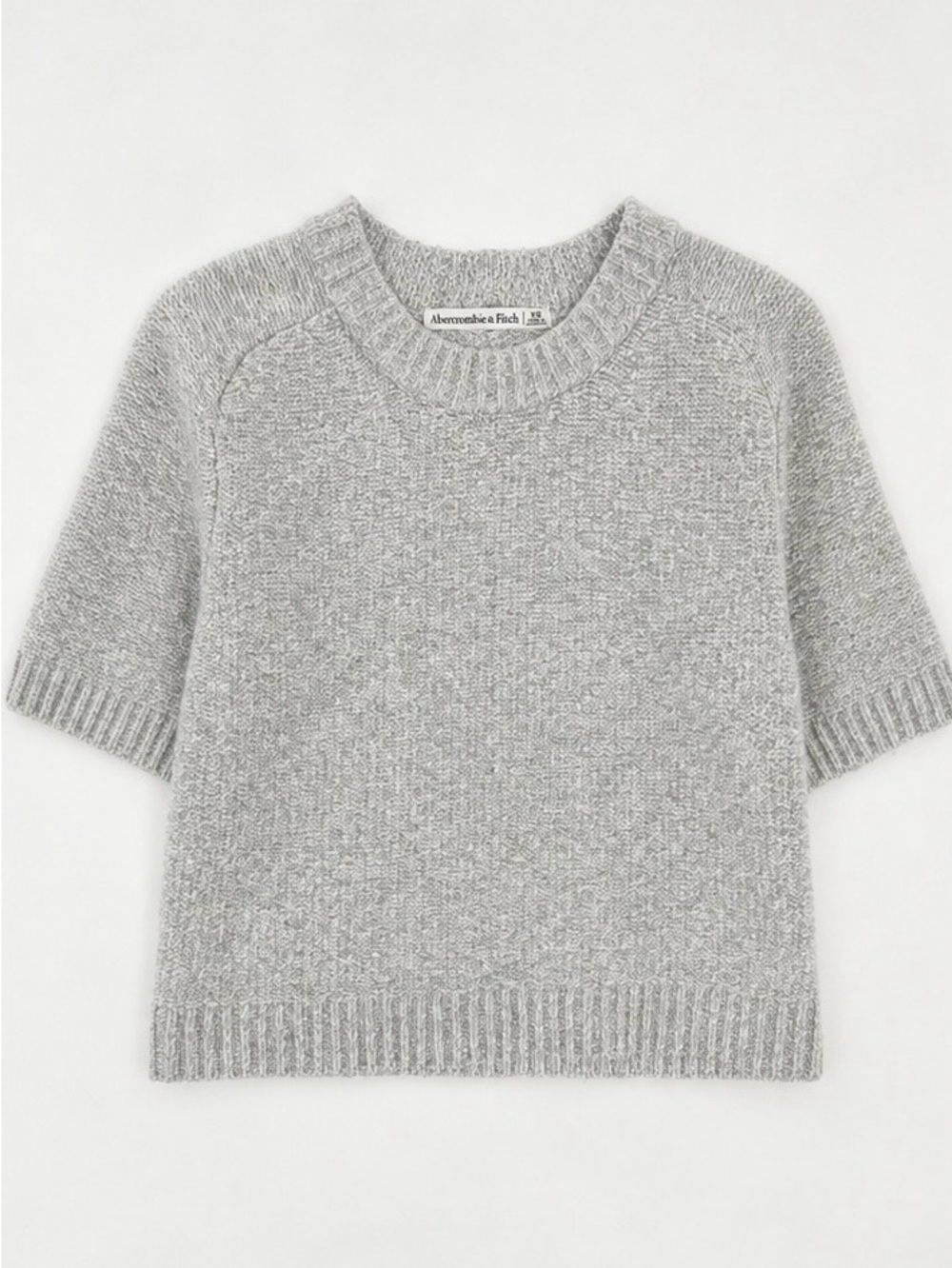 Abercrombie & Fitch Light Gray Short-Sleeve Crewneck Sweater NEW WITHOUT TAGS